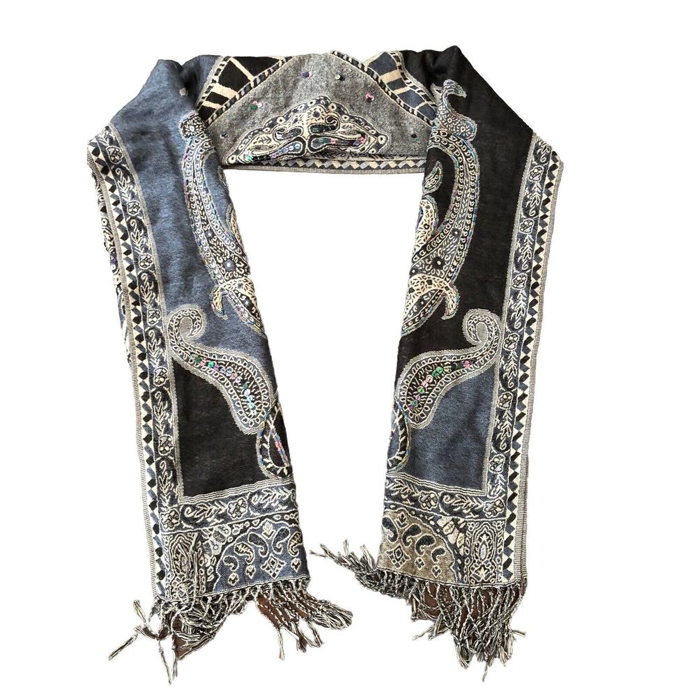 Fashion‎ Scarf Womens One Size Multicolor Tassels Boho Cottagecore Gypsy Bandana